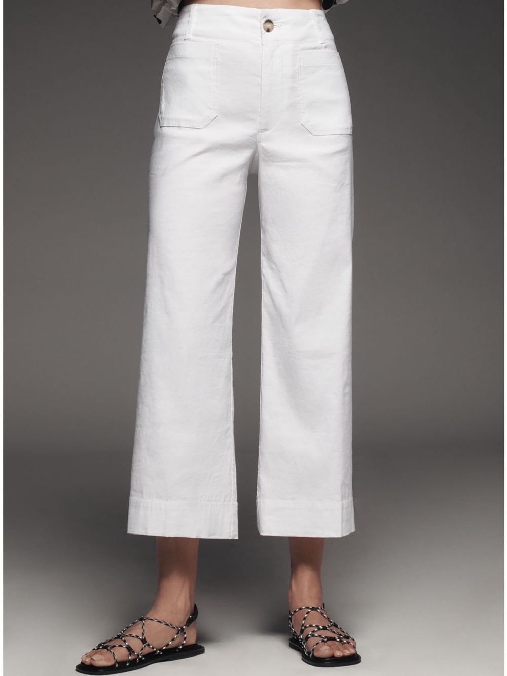 Anthropologie Maeve The Colette White Wide-Leg Cropped Pants